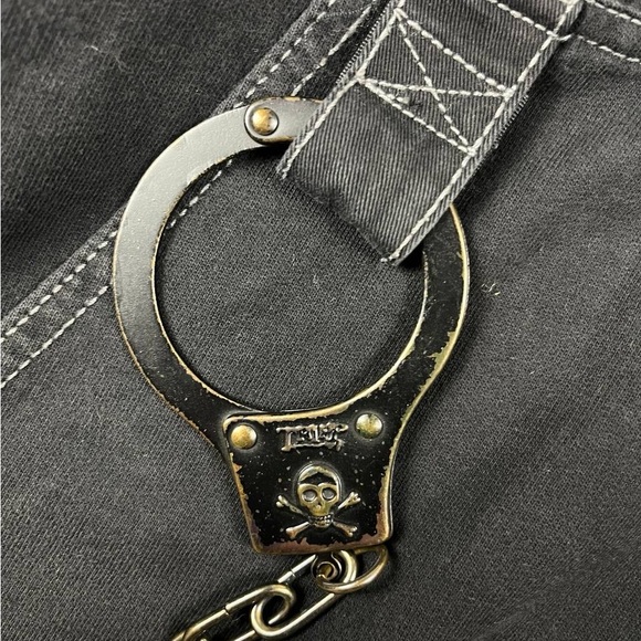 [192] Vintage Rare! Tripp NYC Black Moto Biker Punk Hoodie Jacket Handcuffs Sz M - Picture 3 of 5